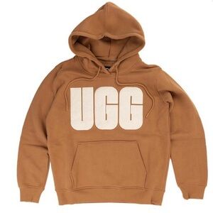 UGG Women’s Rey UGGFLUFF Logo Hoodie Size 1X - Chestnut/Plaster